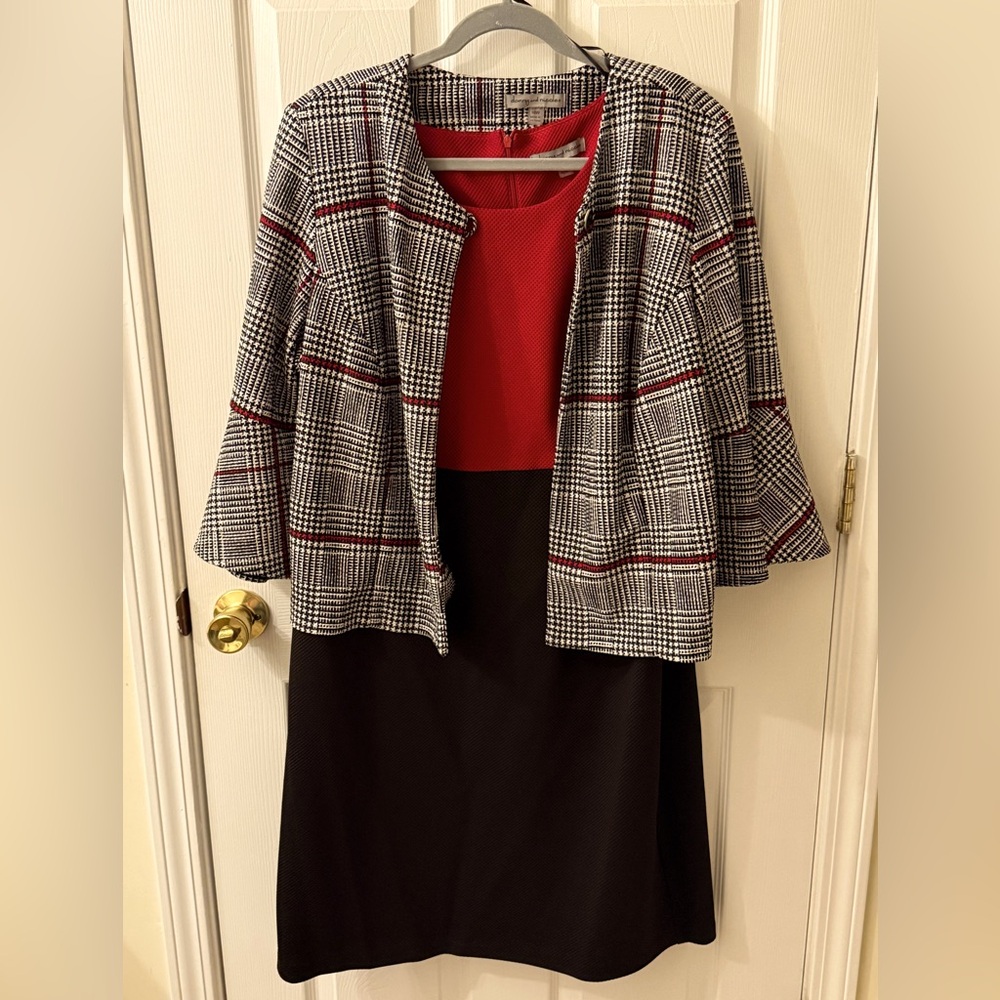 Danny & Nicole Red and Black Textured Dress